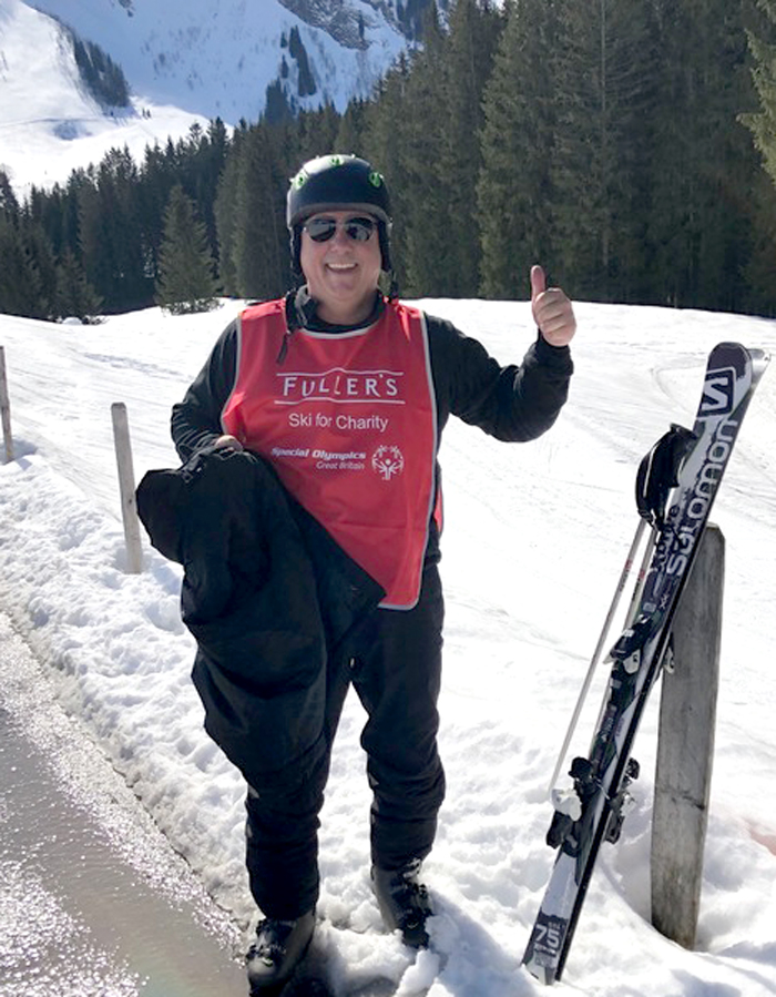 Earl at Fuller's ski challenge fundraiser for Special Olympics GB