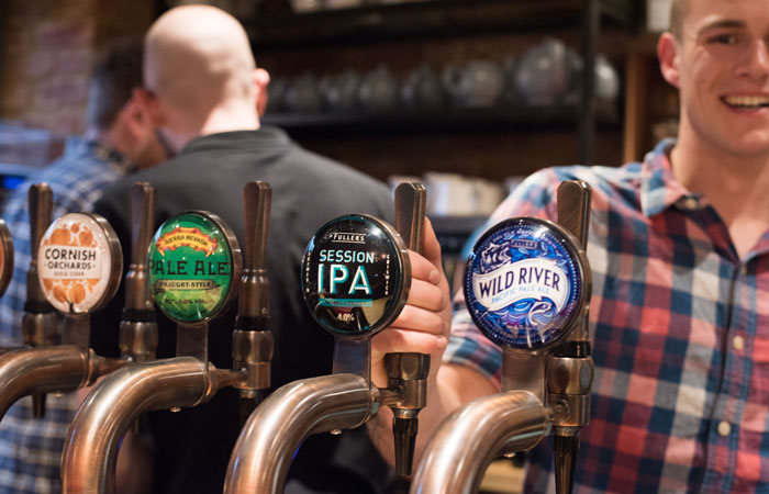 Craft beer on draught at the anglers pub and restaurant teddington