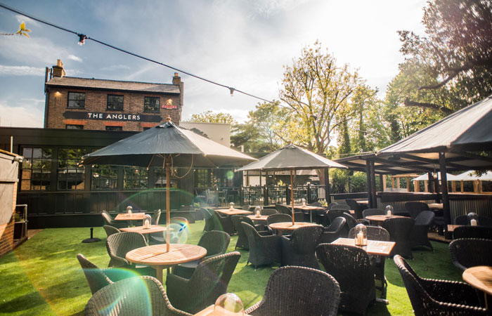 New garden bar at the anglers pub and restaurant teddington
