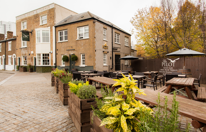 The Pilot Greenwich beer garden area
