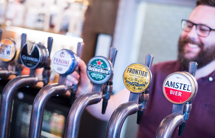 Beer on draught at The Bishop on the Bridge pub Winchester