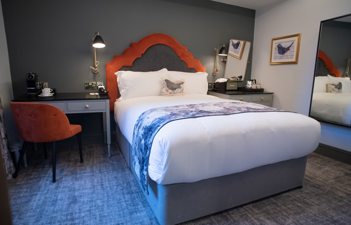 Hotel room at The Blackbird Hotel and bed and breakfast Earl's Court, London.