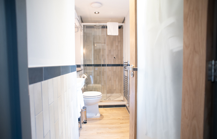 Ensuite bathrooms at The Blackbird Hotel and bed and breakfast Earl's Court, London.