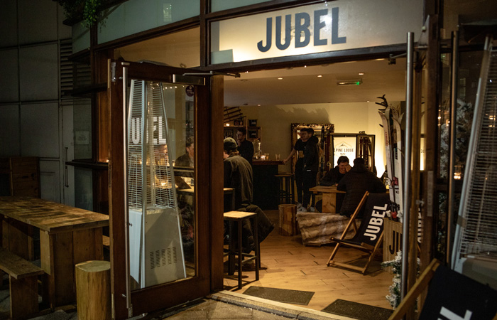 A peek inside the Jubel Ski Lodge pop-up bar at The Conductor in Farringdon, London
