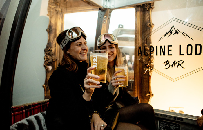 A peek inside the Jubel Ski Lodge pop-up bar at The Conductor in Farringdon, London