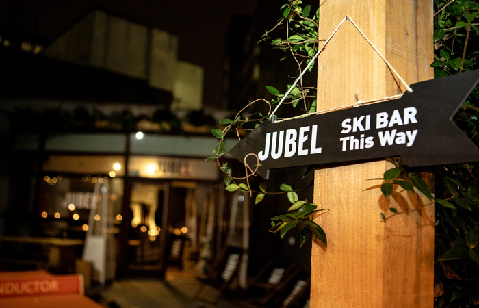 A peek inside the Jubel Ski Lodge pop-up bar at The Conductor in Farringdon, London