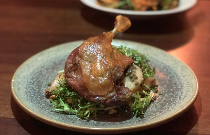 Confit duck let from The Blue Boat, Hammersmith