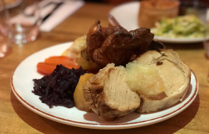 Pork Sunday roast from The Admiralty Trafalgar Square