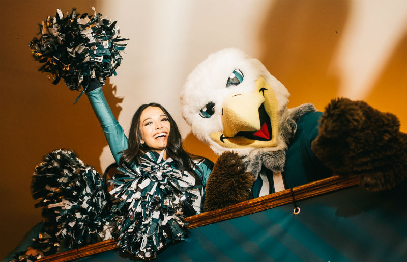 eagles mascot and cheerleader in london for nfl