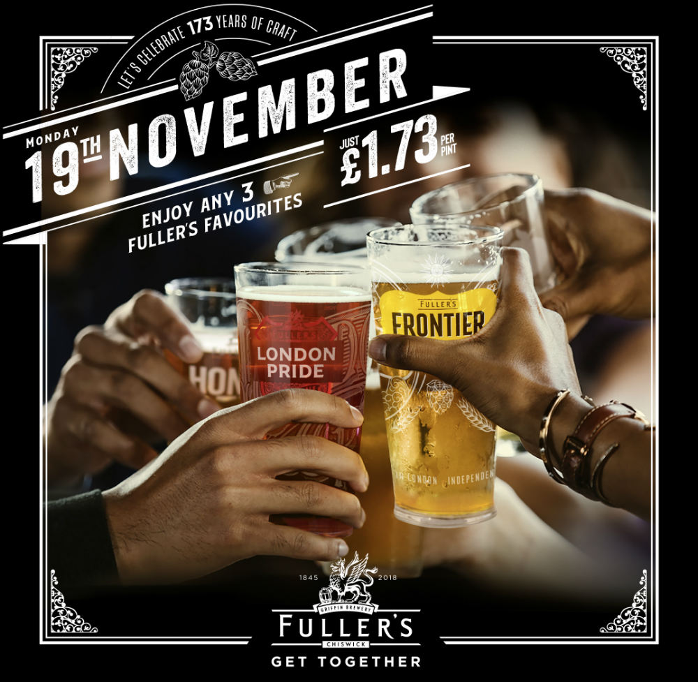 fuller's get together £1.73 pints for 173 years of business in UK