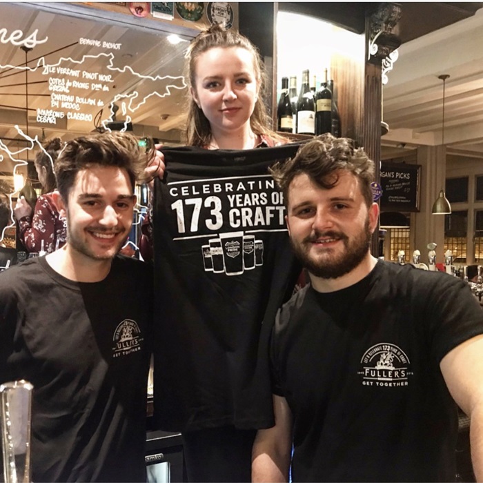 Team members from The Plough in Ealing wear their Fuller's 173 years of craft t-shirts for the Get Together.