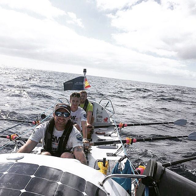 Men of oar team rowing during talisker whisky atlantic challenge