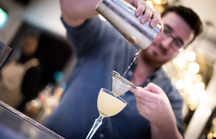Cocktail making at The Old Bank bar and restaurant on Northcote Road in Battersea