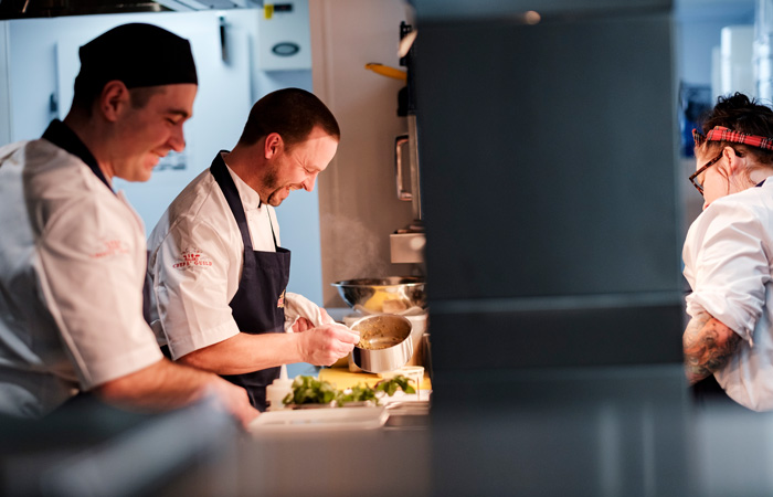 Chefs from The Bear of Burton pub with rooms Dorset, Christchurch.
