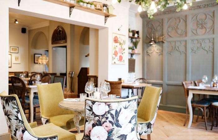 Dining room at The Bear of Burton pub with rooms in Dorset, Christchurch.