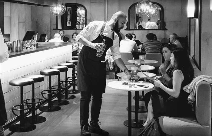 Inside The Chambers cocktail bar, in the City of London, near Tower Hill and Whitechapel 