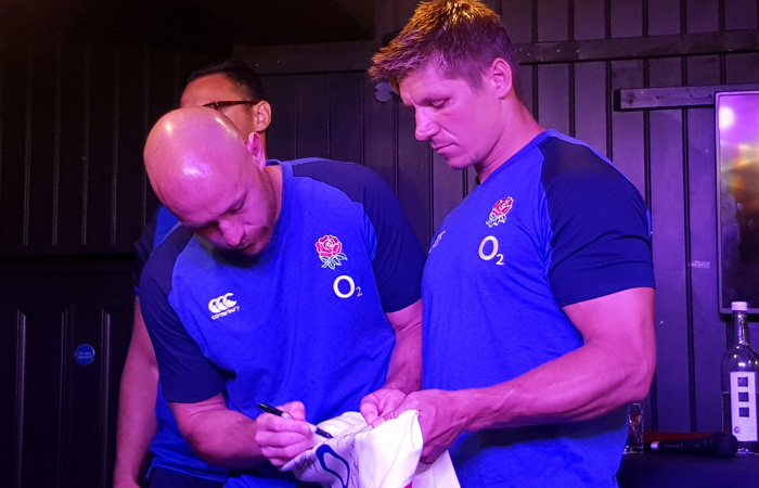 England rugby team question and answer event at The Cabbage Patch pub Twickenham