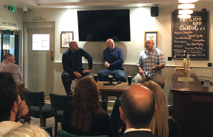 Flats & Shanks live with Lawrence Dallaglio at The Pavilion End, London
