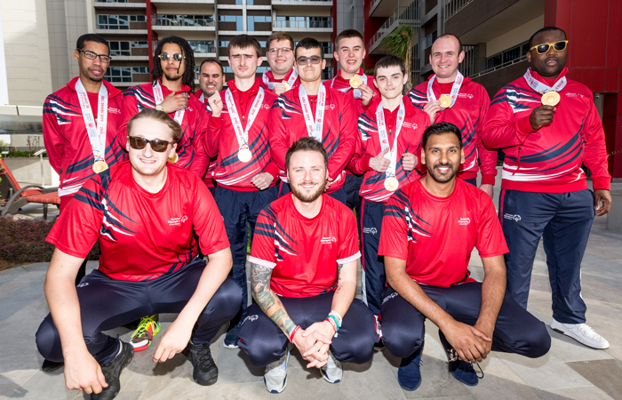 The Special Olympics GB Men’s Basketball Team with their medals.