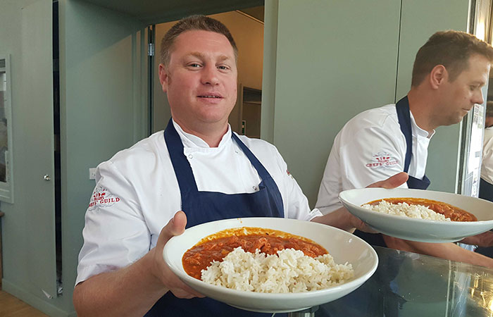 fullers chefs at stcuthberts drop in centre serving lunch