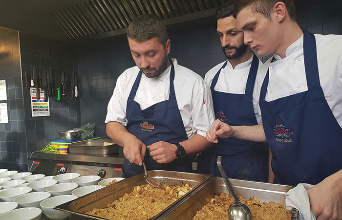 fullers chefs at stcuthberts drop in centre cooking dessert
