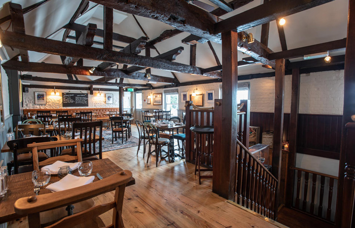 Upstairs restaurant at The Ship Inn pub and restaurant in Langstone, Havant.
