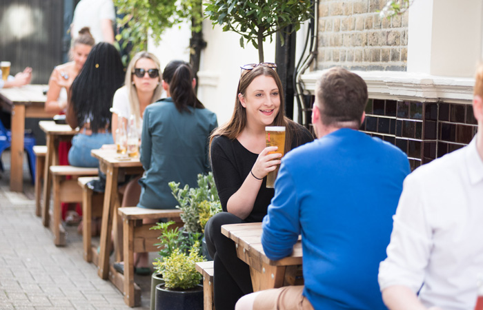 Outdoor terrace at The Wheatsheaf pub Ealing