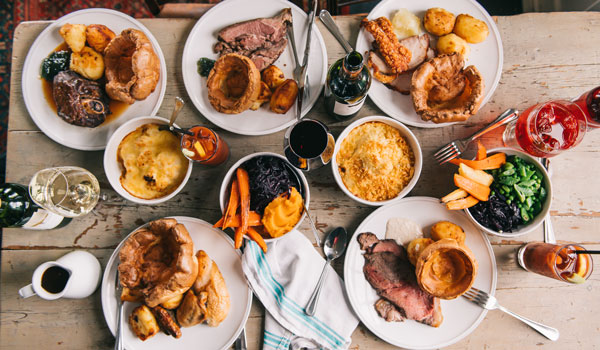 Traditional british sunday roast for a family